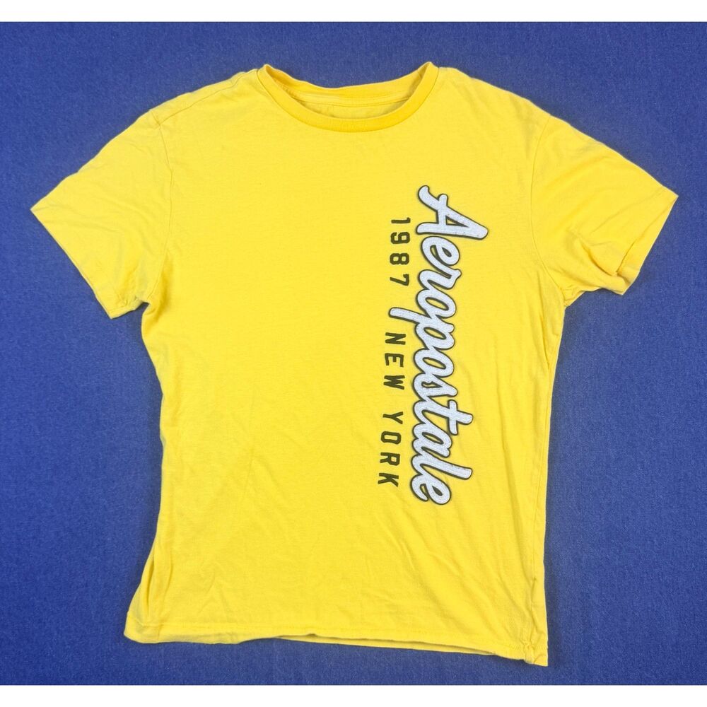 Aeropostale Mens XS Yellow 1987 New York Applique Logo Graphic T Shirt